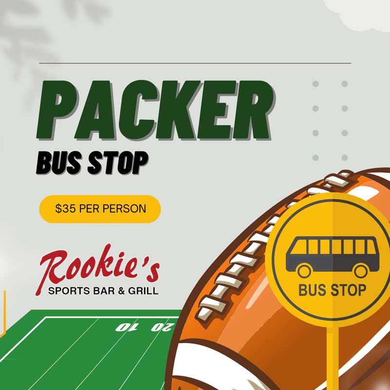 Packer Bus stop at Rookies Sports Bar
